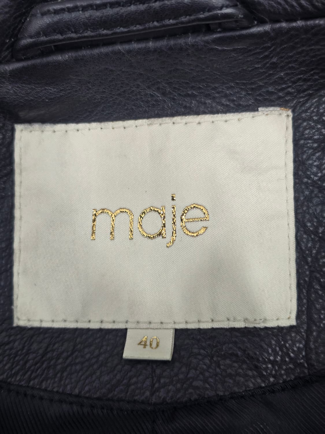 (프랑스)마쥬 블랙가죽 자켓40 상품이미지5