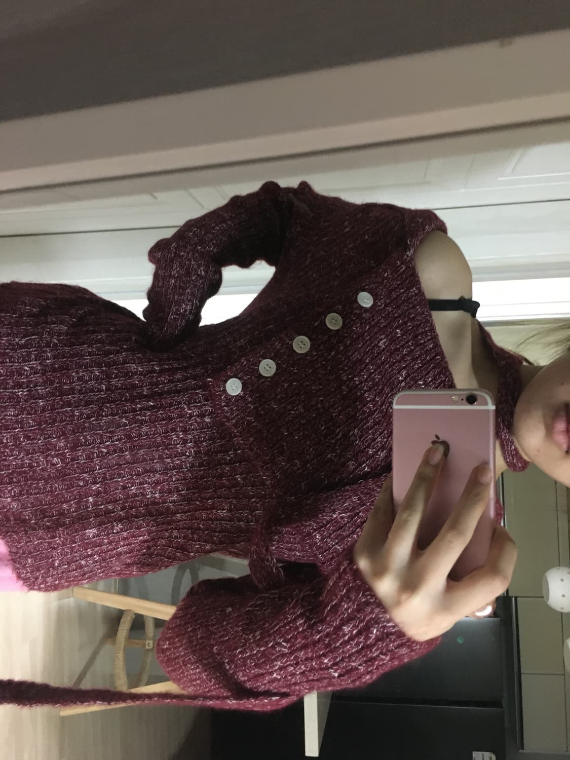 원숄더 오프숄더 버튼 니트 스카프 세트 상품이미지3