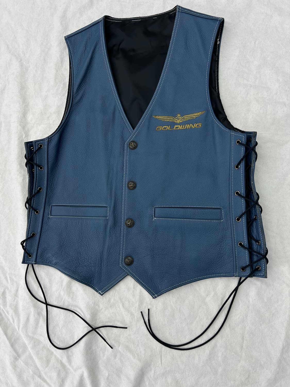 골드윙 블루 가죽 조끼  상품이미지1