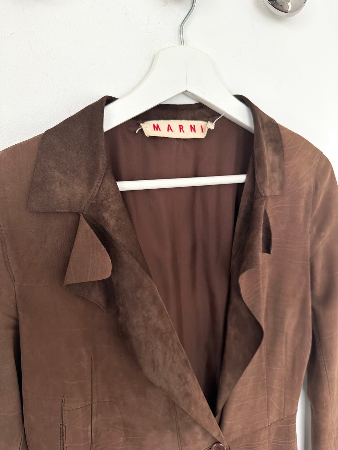 마르니 2000s 스웨이드 카프스킨 레더 롱코트 상품이미지3