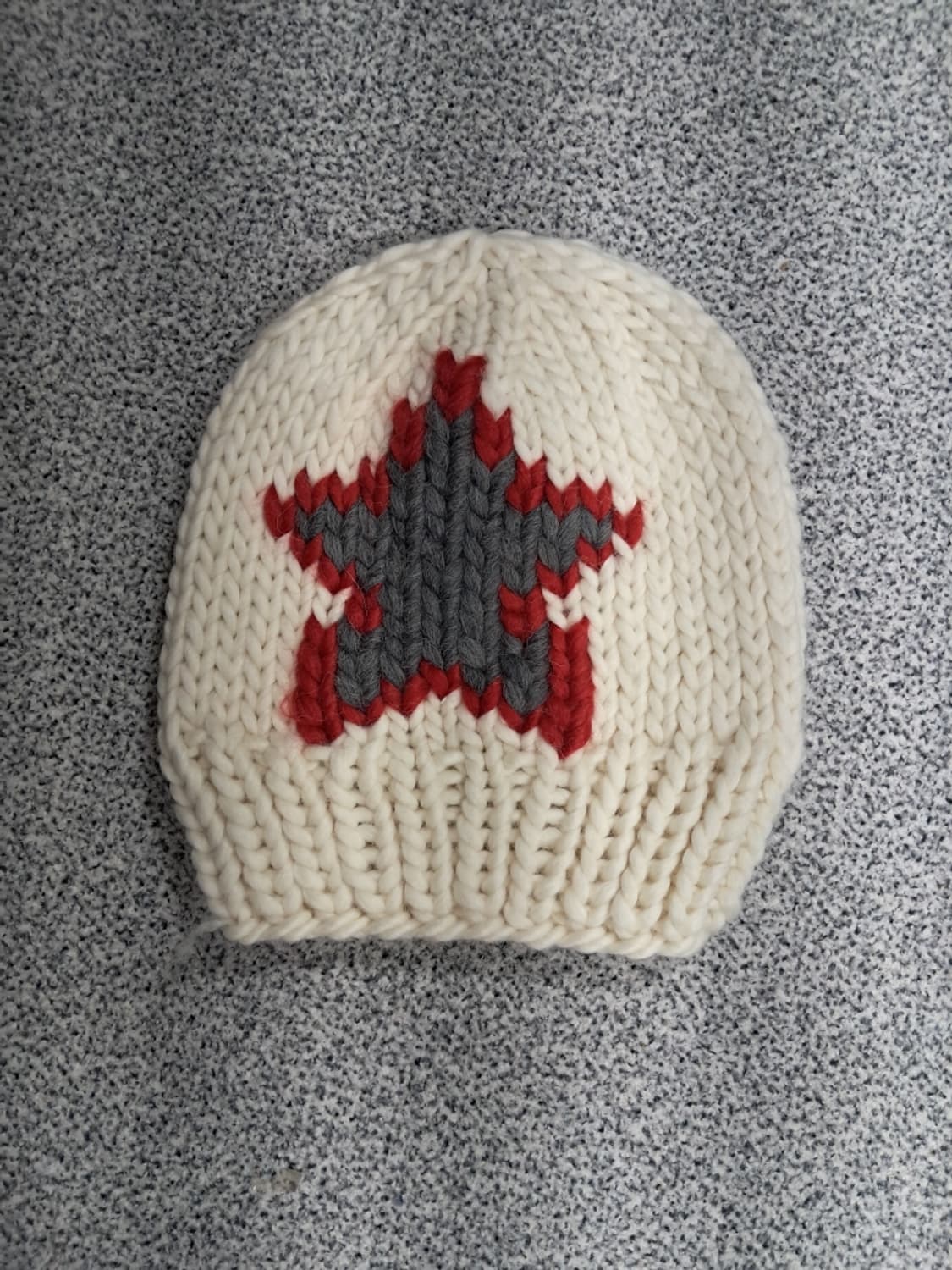 핸드메이드 별 패턴 니트 모자 아이보리 상품이미지1