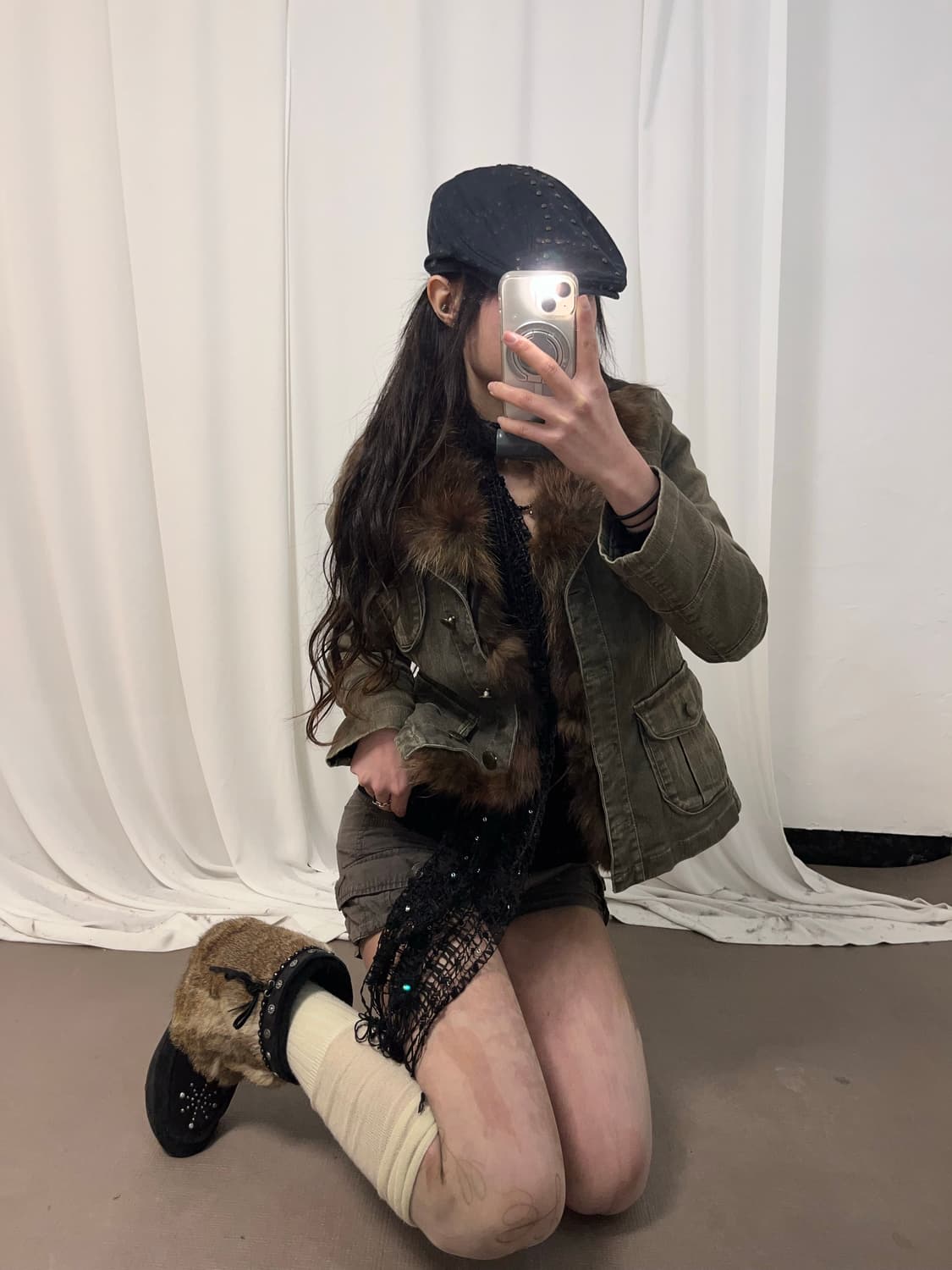 폭스퍼 트리밍 자켓 상품이미지2