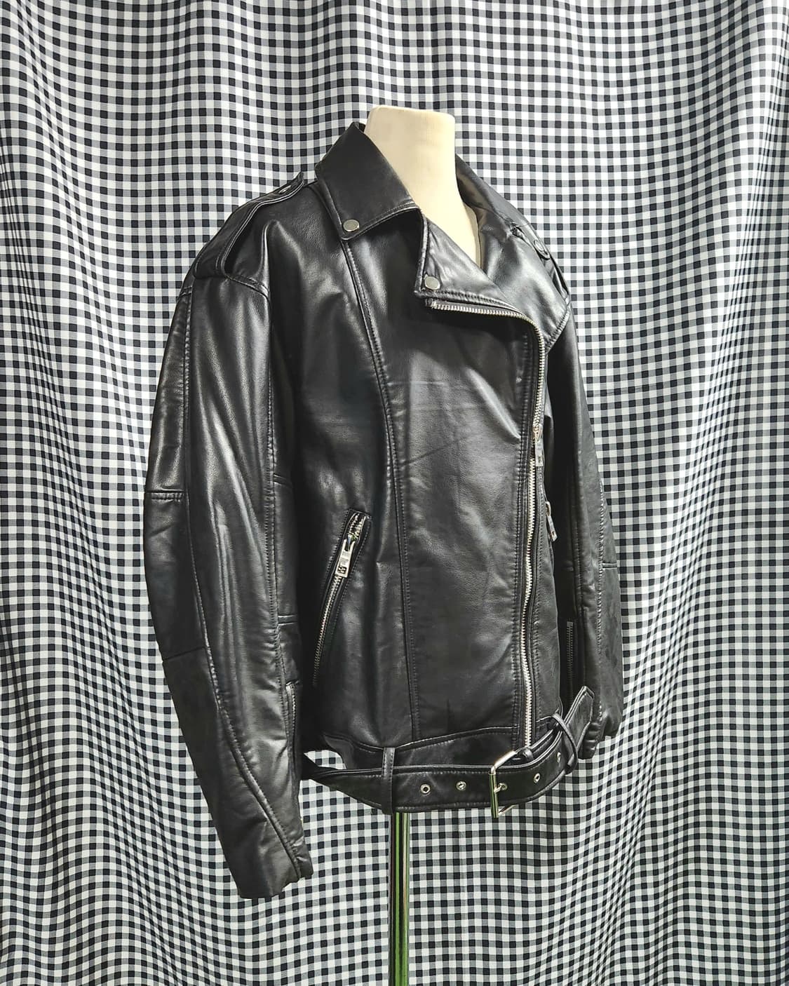 ZARA 리얼가죽 라이더 자켓 | 오버핏 블랙 바이커 상품이미지2