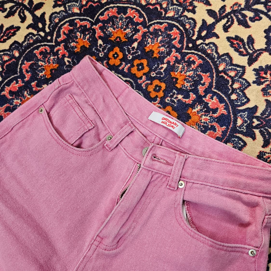 오디너리홀리데이 핑크 데님 팬츠  상품이미지5