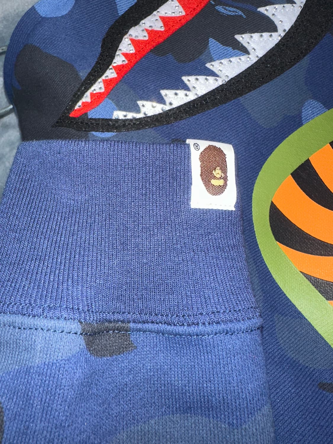 베이프 컬러 카모 크리스탈 스톤 샤크 크롭 풀 집 후드 집업 청계 M 상품이미지6