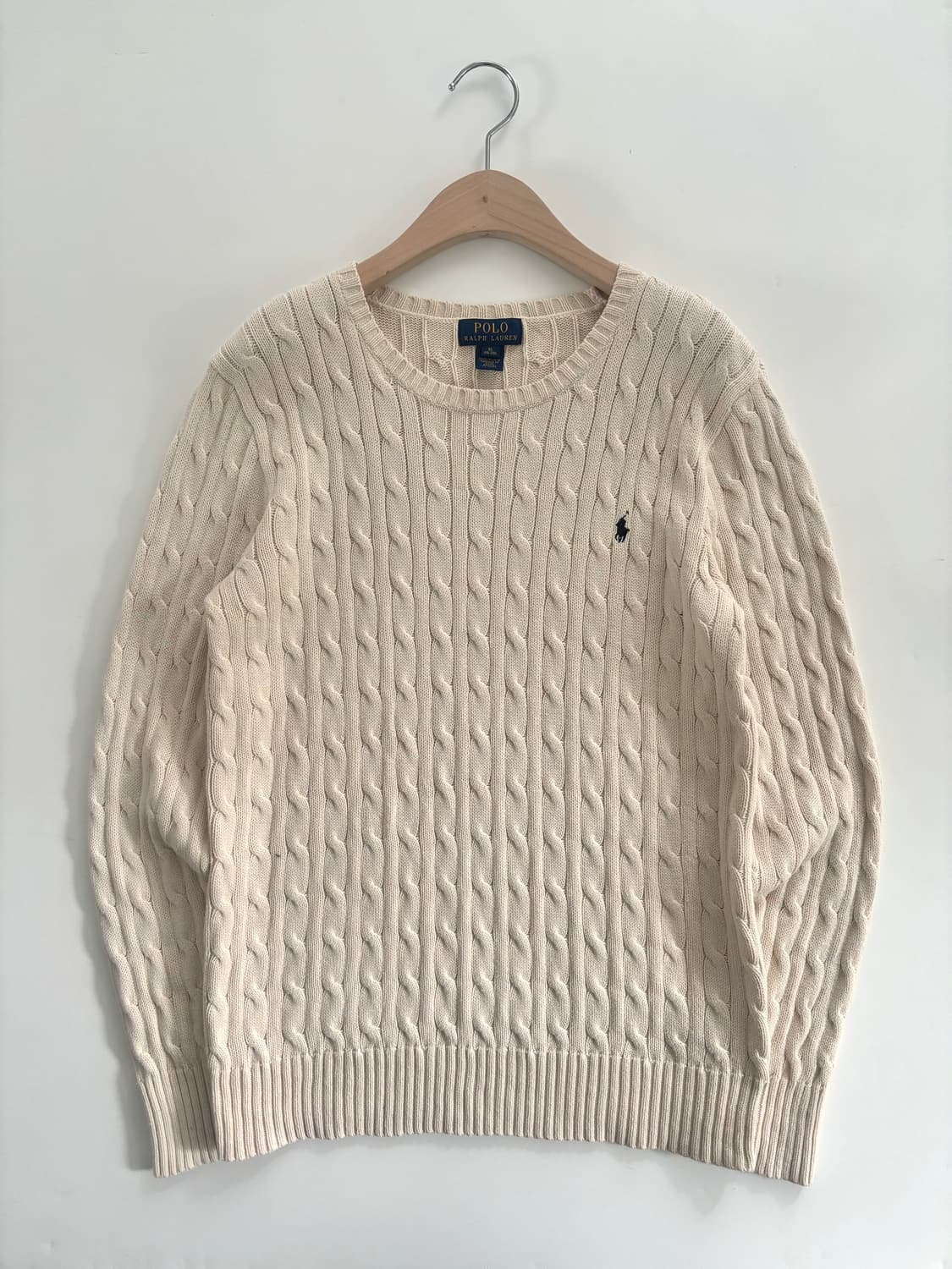 Polo 폴로 랄프로렌 신형 보이즈라인 아이보리 컬러 코튼 케이블 니트 상품이미지1