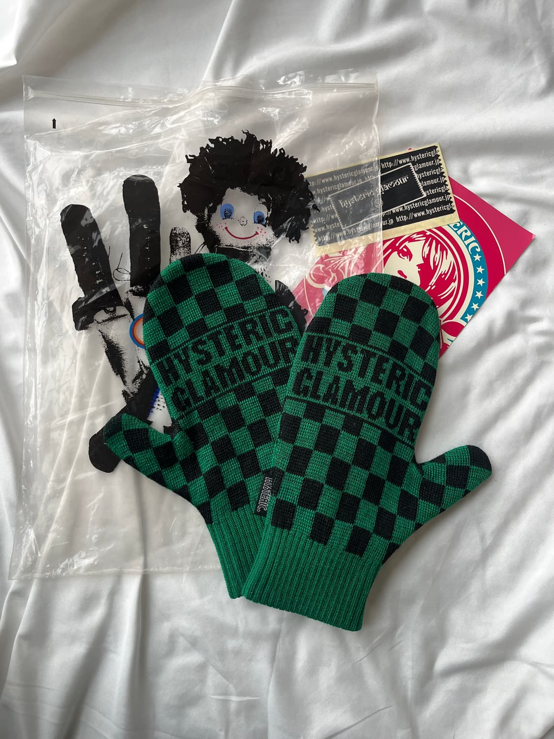 (새상품)히스테릭 글래머 아카이브 체커보드 니트 목도리 머플러 장갑 세트 상품이미지7