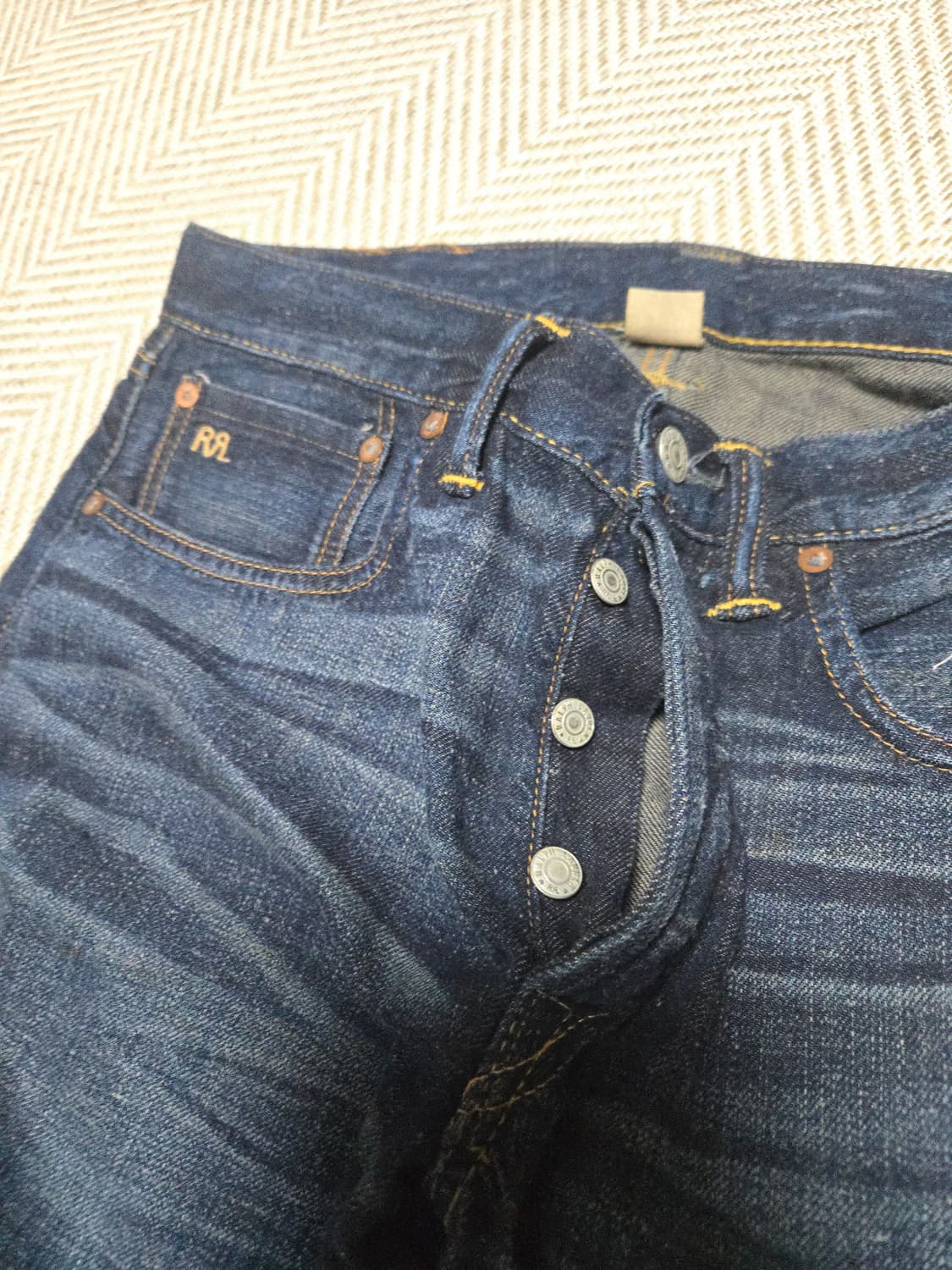 (매장판) 더블알엘 슬림핏 리지 크레스트 셀비지진 32×32 상품이미지4