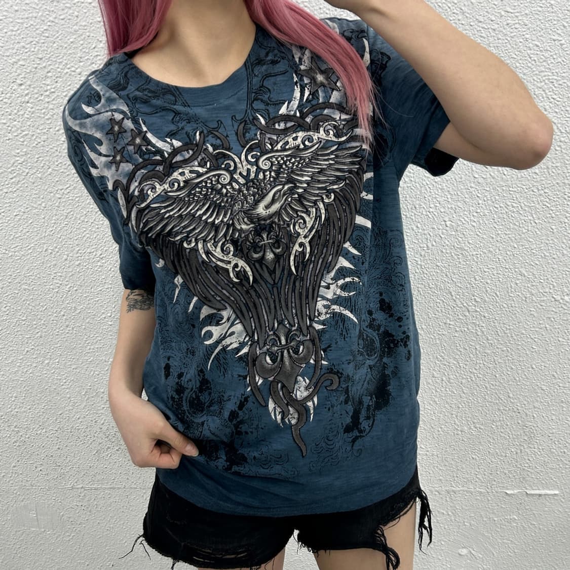 버커루 스타 프린팅 락시크맛 딥블루 반팔 L 상품이미지1