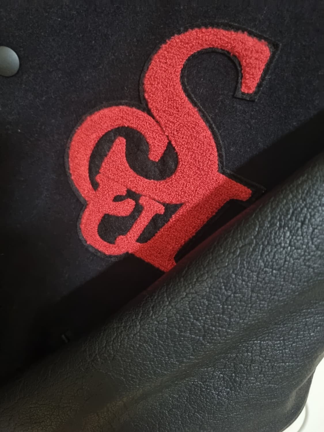 스컬프터 버팔로 레더 바시티 자켓 블랙 (L) 상품이미지3