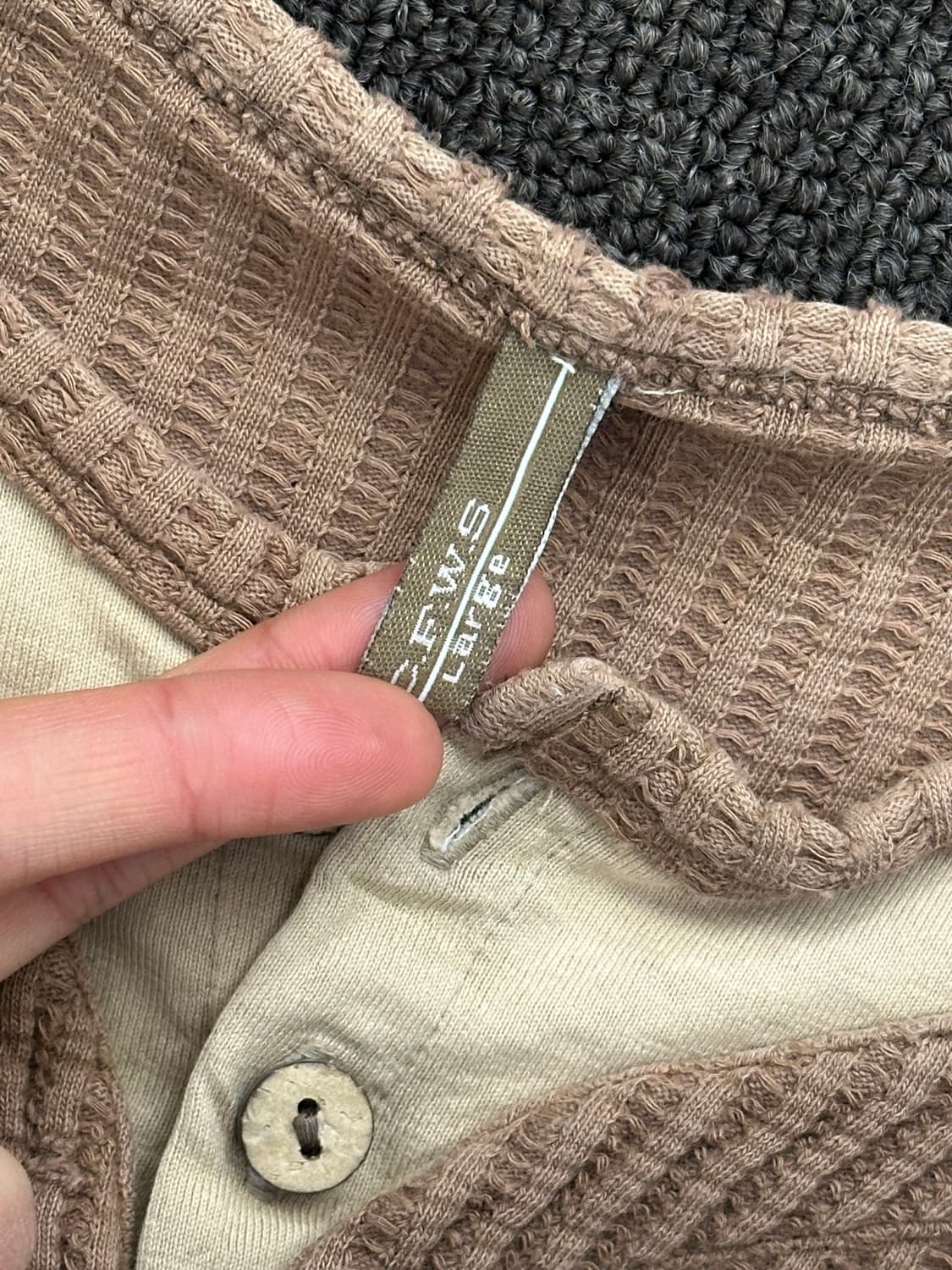 L)Japanese vintage 레이어드 와플 헨리넥 롱슬리브 상품이미지3