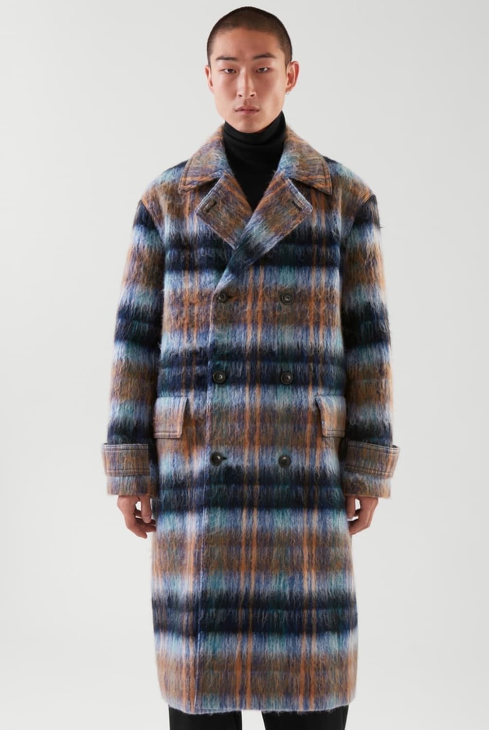 코스 더블 브레스티드 체크 코트 상품이미지2