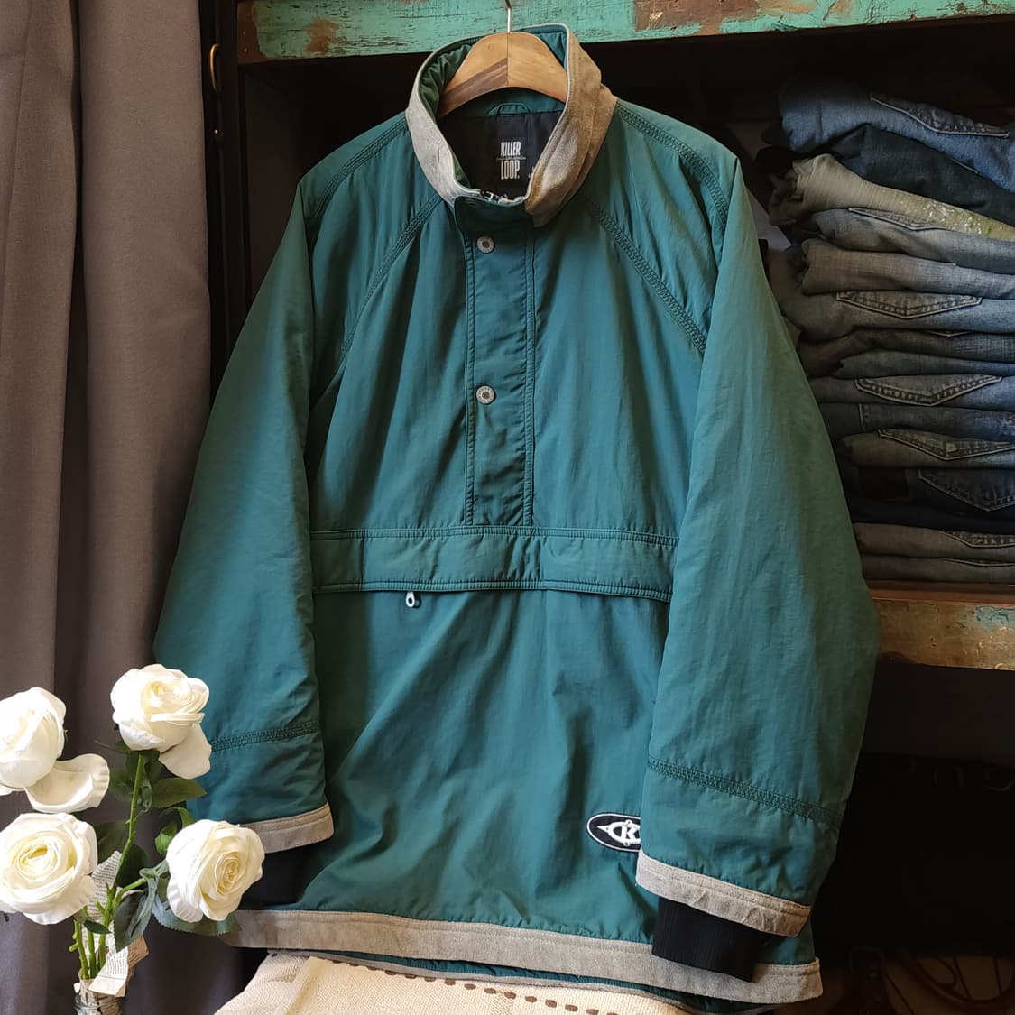 90s 킬러루프 아노락 자켓 소가죽 트리밍 풀오버 스노우보드 자켓 L 상품이미지1