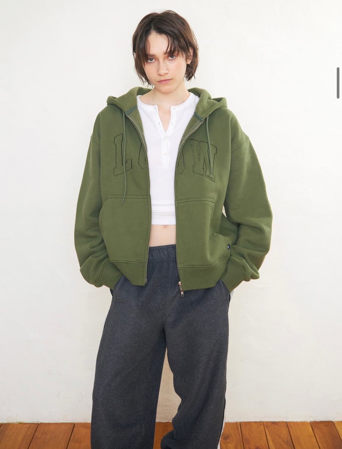 로우클래식 후드집업 그린 L 상품이미지1