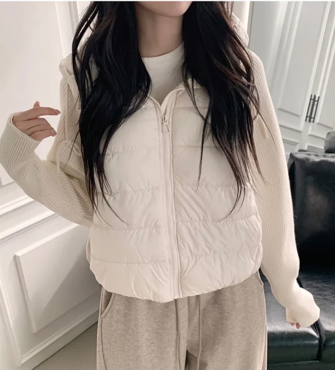 에이블리 니트패딩 아이보리 상품이미지1