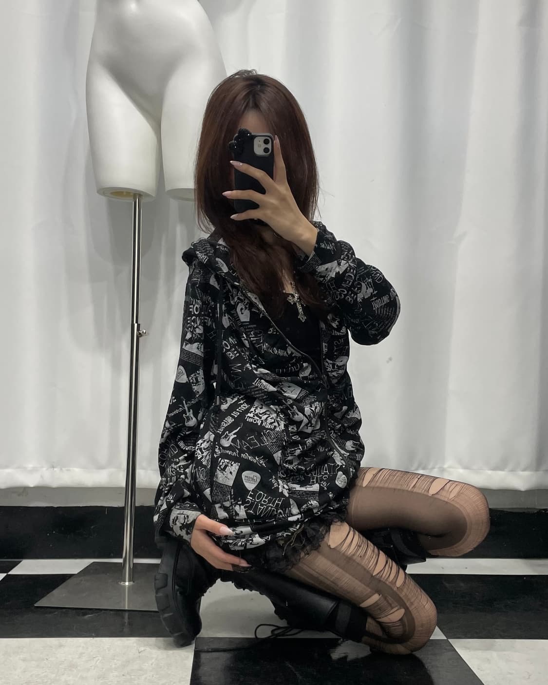 🎸블랙&그레이 프린팅 후디🎸 상품이미지5