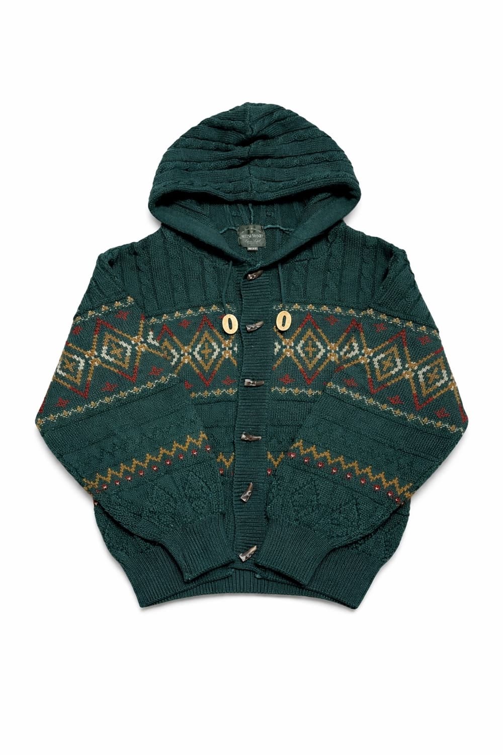 JPN 90s~00s 일본 빈티지 울100 노르딕 보헤미안 후드 가디건 상품이미지1