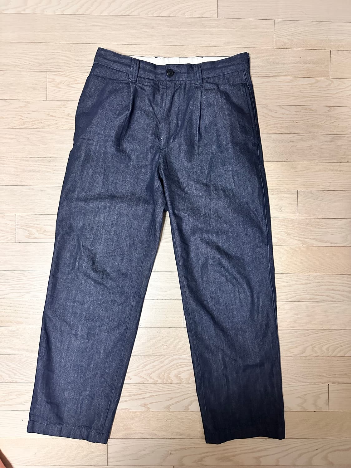 유니클로c 턱스트레이트 데님 팬츠 네이비 상품이미지2