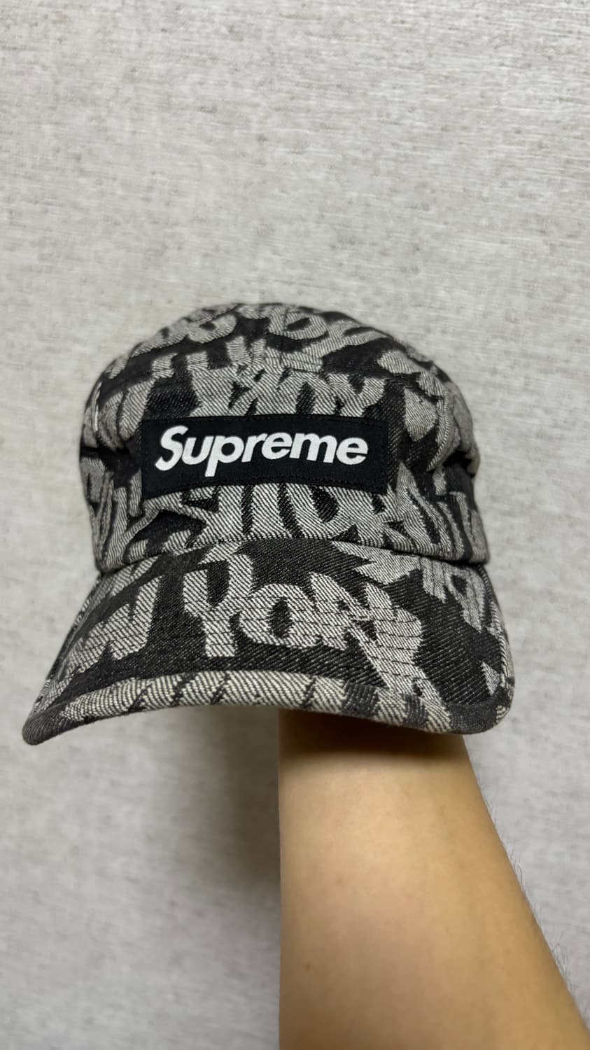 슈프림 팻 팁 자카드 데님 캠프캡 블랙 22SaS 상품이미지1
