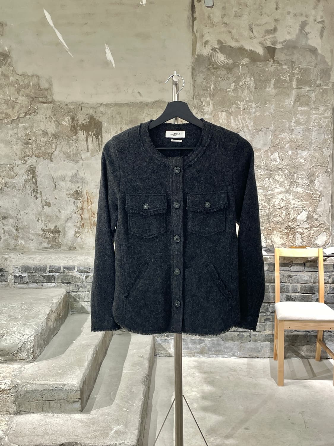 이자벨 마랑 에뚜왈 차콜 체스트 포켓 울 셔츠 상품이미지1