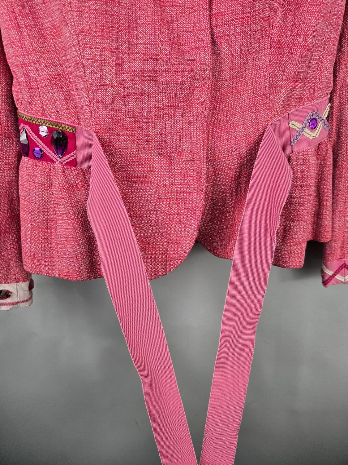 [무료배송]모스키노 화려한 빈티지 보석 장식 린넨 핑크 자켓 정품 상품이미지6