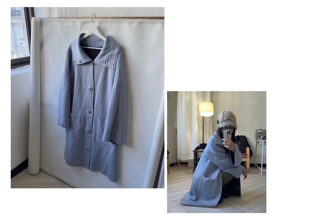 [vintage] Two-Tone Reversible Wool Coat 상품이미지2