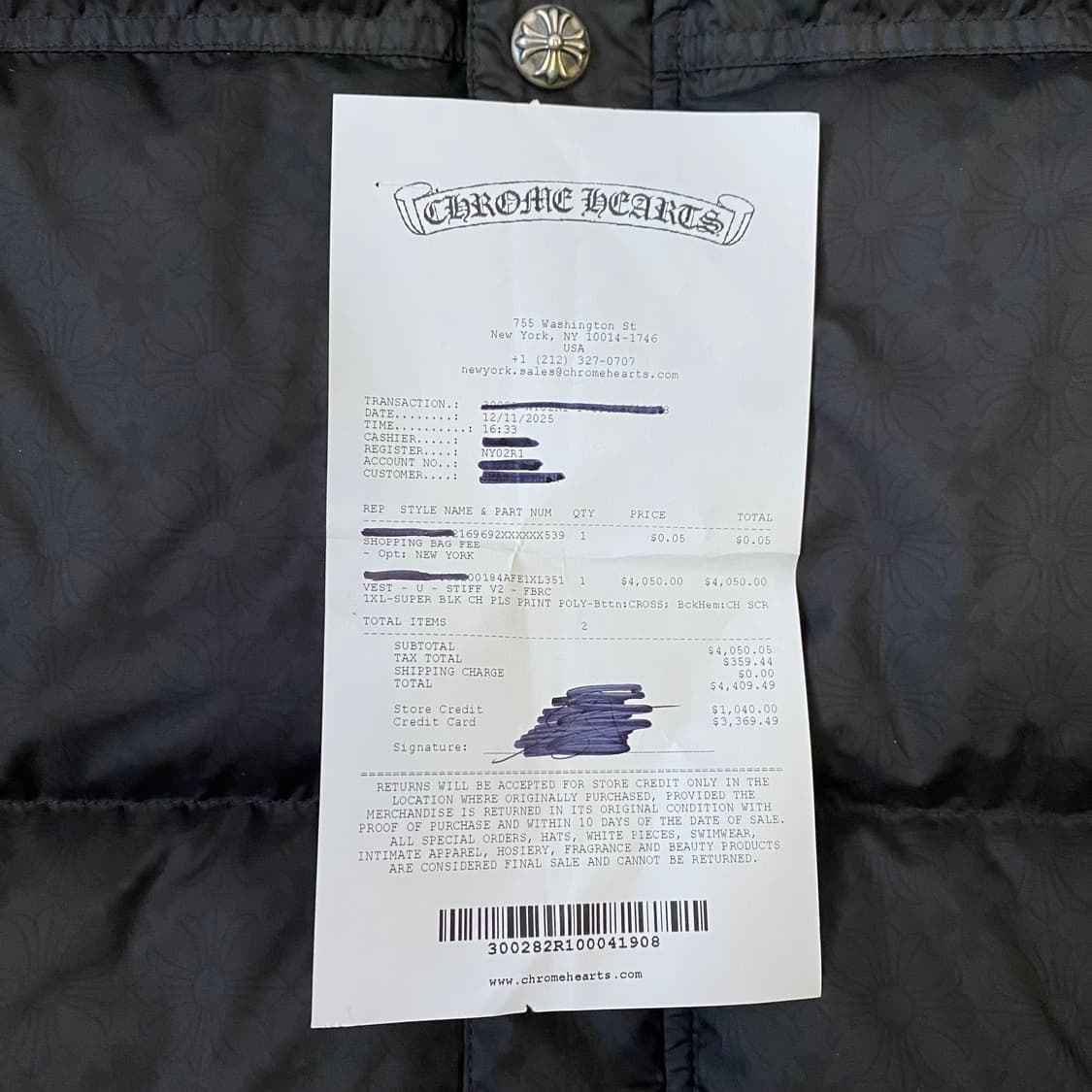 [XL] 크롬하츠 스티프 STIFF V2 푸퍼 패딩 베스트 블랙 상품이미지6