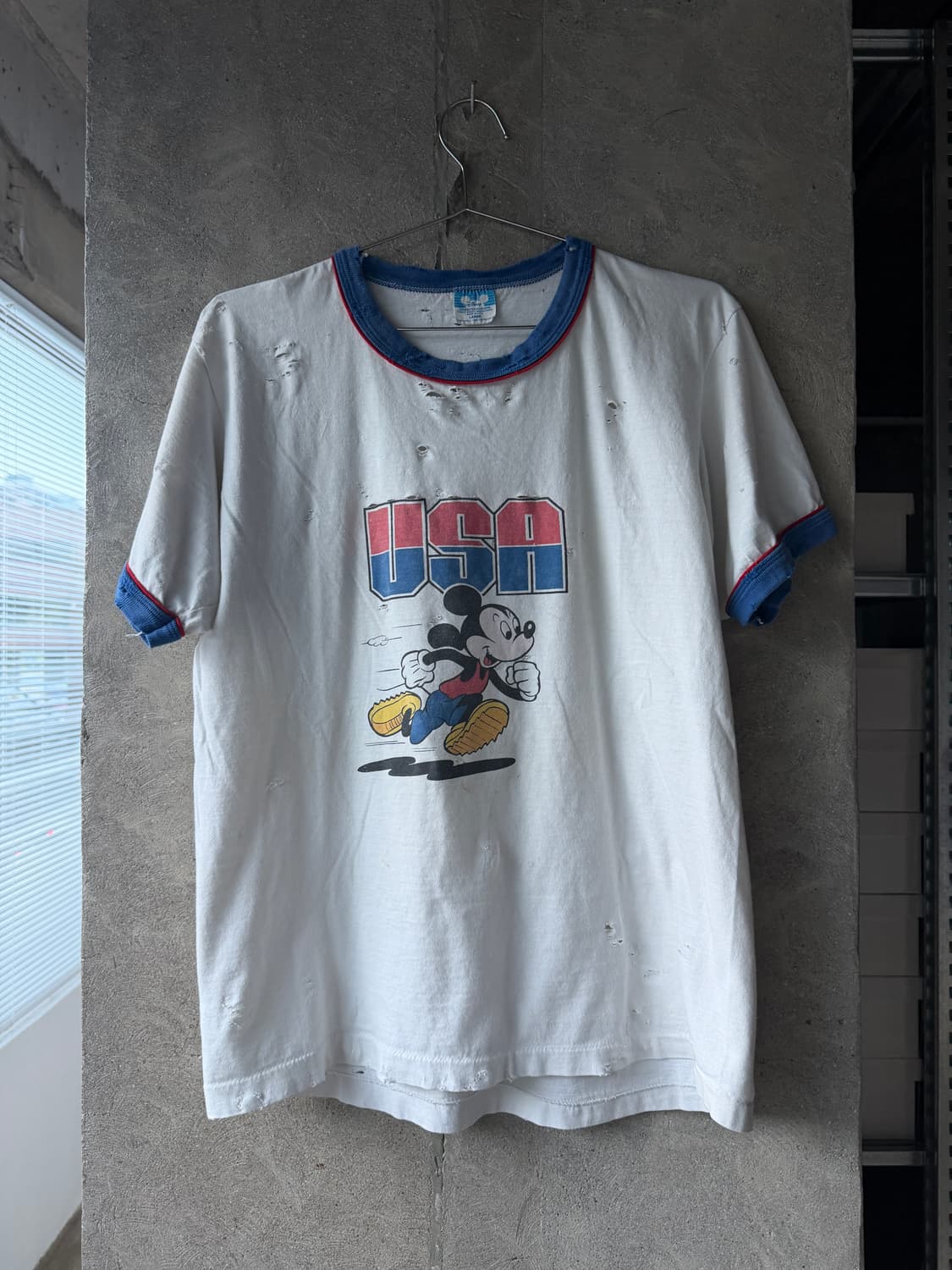 빈티지 디즈니 USA 미키마우스 링거 티셔츠 상품이미지1