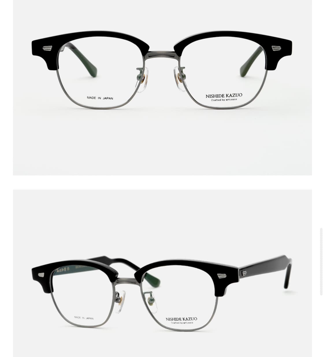 니시데카즈오 브로우라인2 엔틱실버 새상품 일본 하우스브랜드 안경 반뿔테 상품이미지1