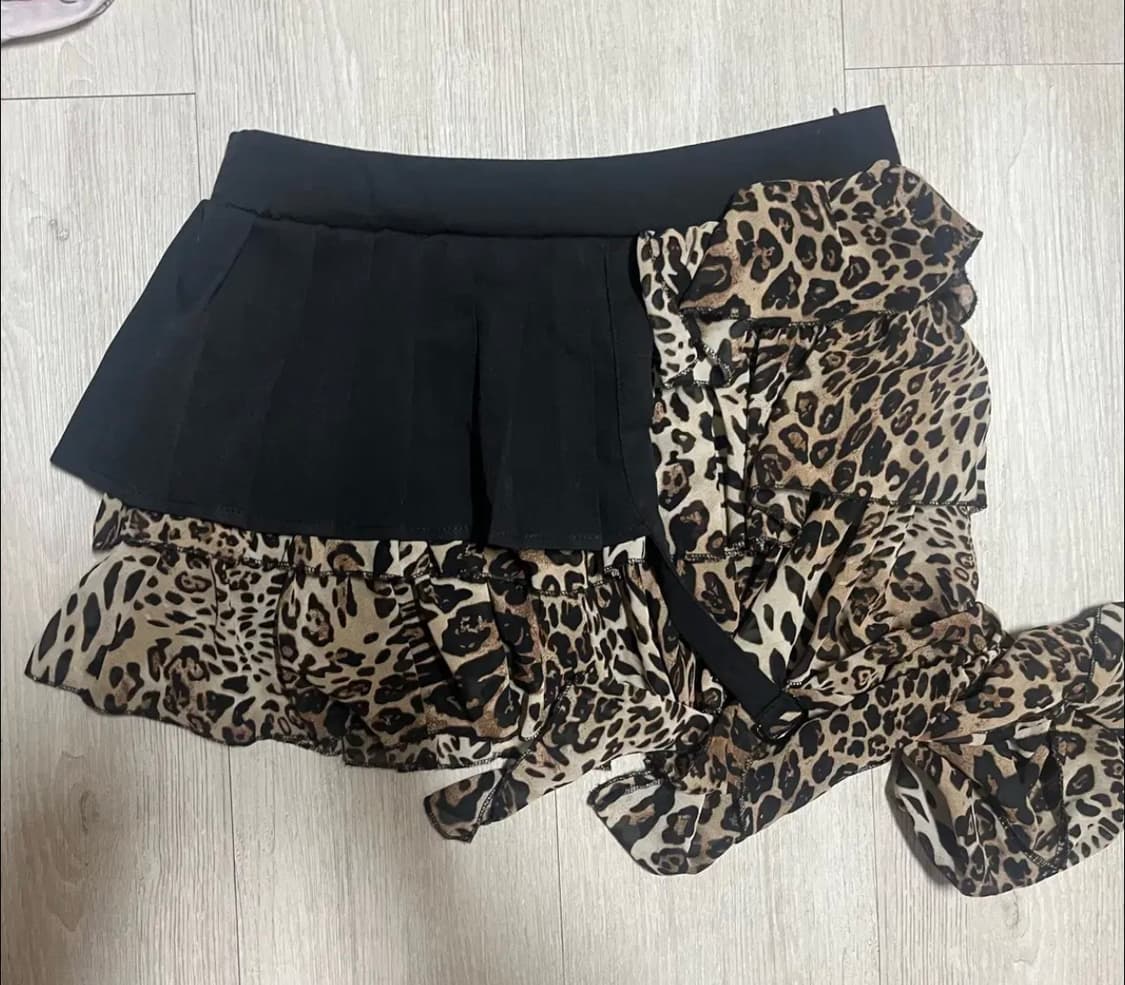 오네걀 갸루 호피 갸루 스커트 미니스커트 치마 상품이미지1