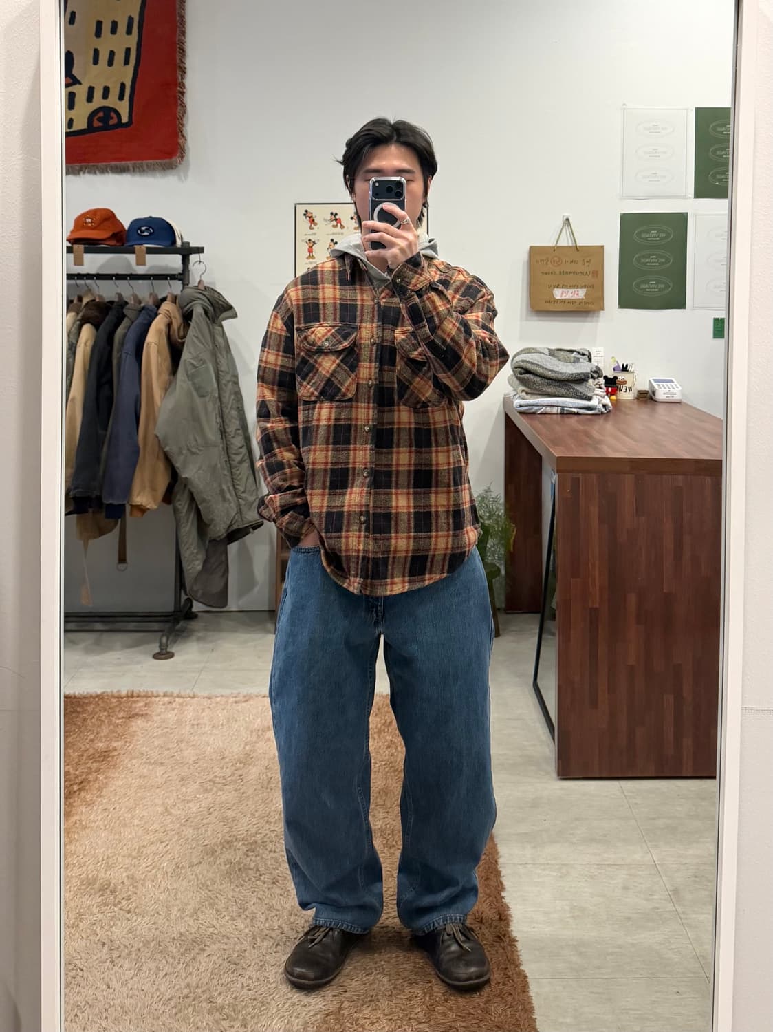 Canyon 빈티지 플란넬 체크 셔츠 상품이미지2