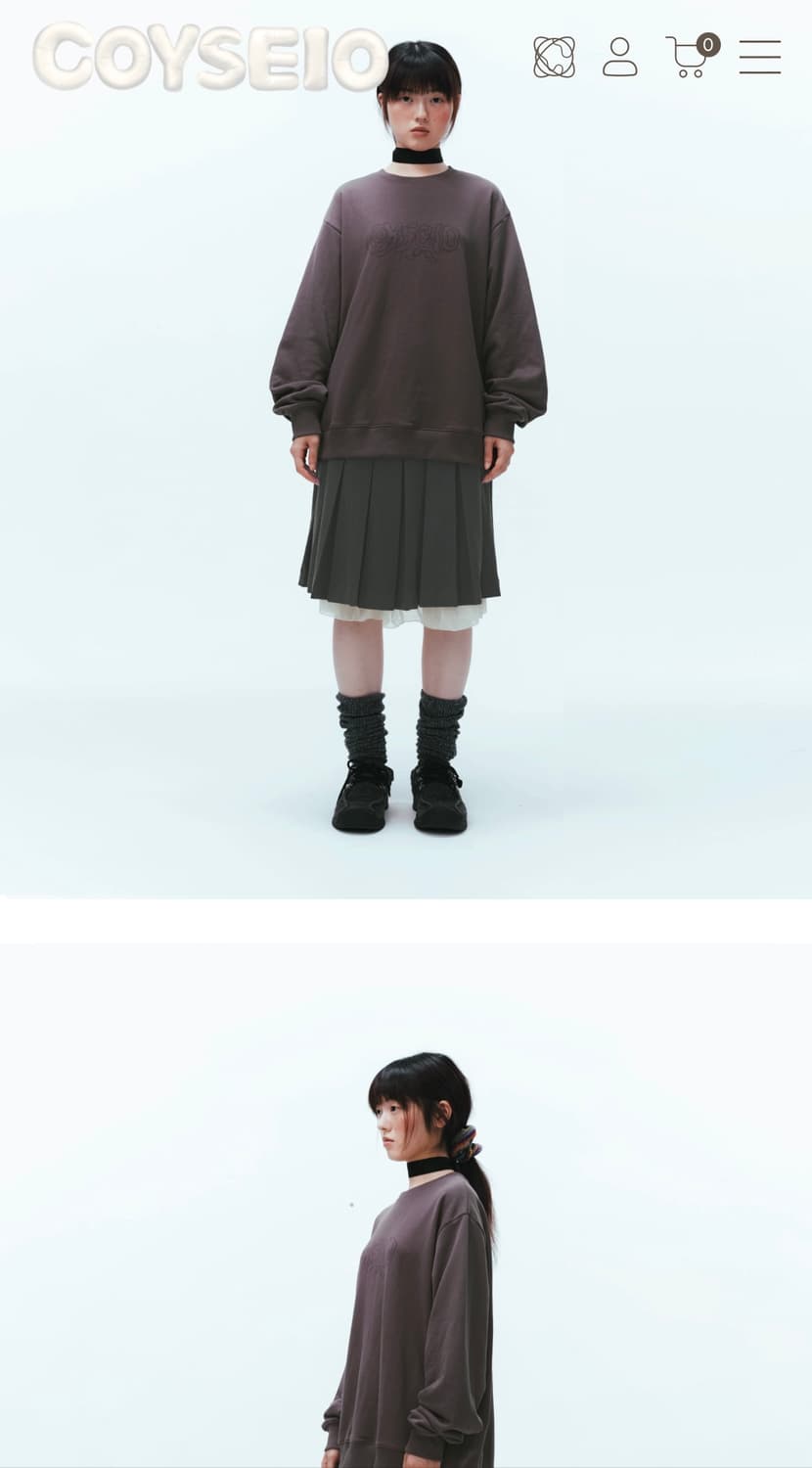 코이세이오 COYSEIO 코이 스웻셔츠 퍼플 그레이 상품이미지2