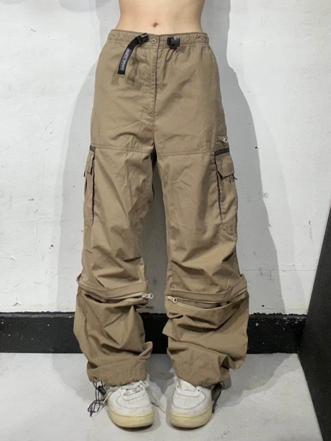 90s 컨버스 베이지 대대장 유틸리티 무릎 절개 와이드 카고 팬츠 L 상품이미지2