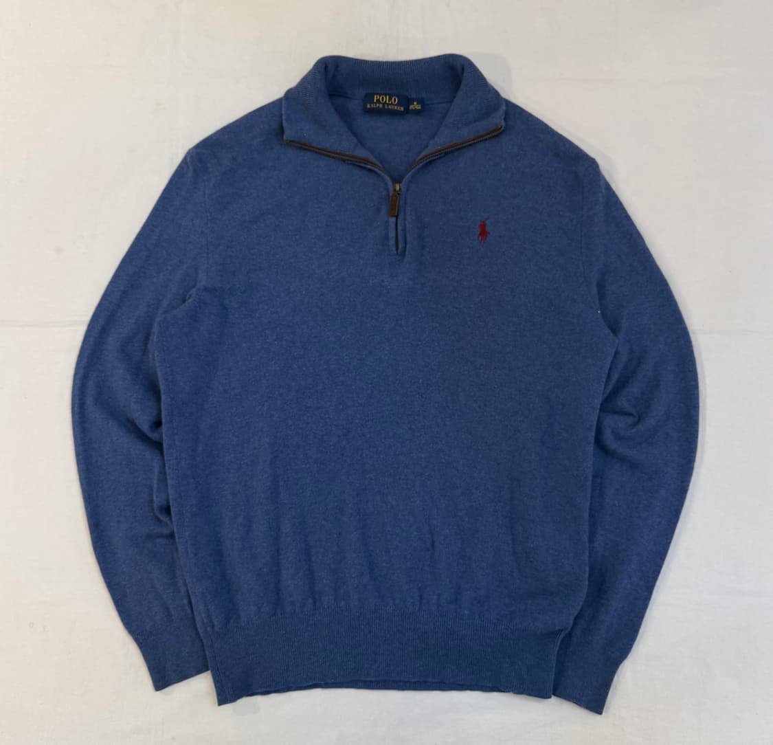 폴로 랄프로렌 반집업 울 니트 블루 상품이미지1