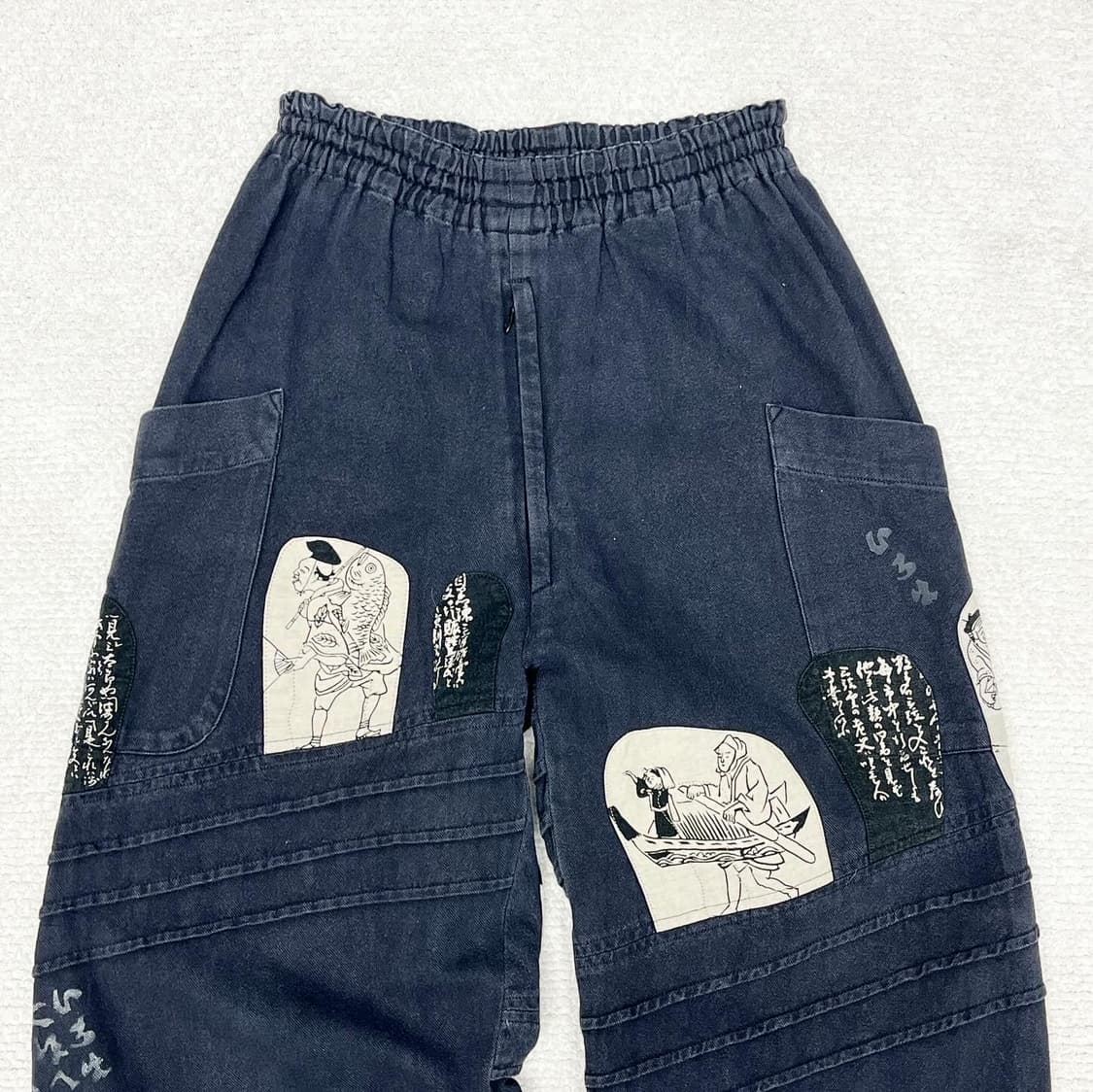 재팬 빈티지 우키요에 절개 밴딩 팬츠  상품이미지3