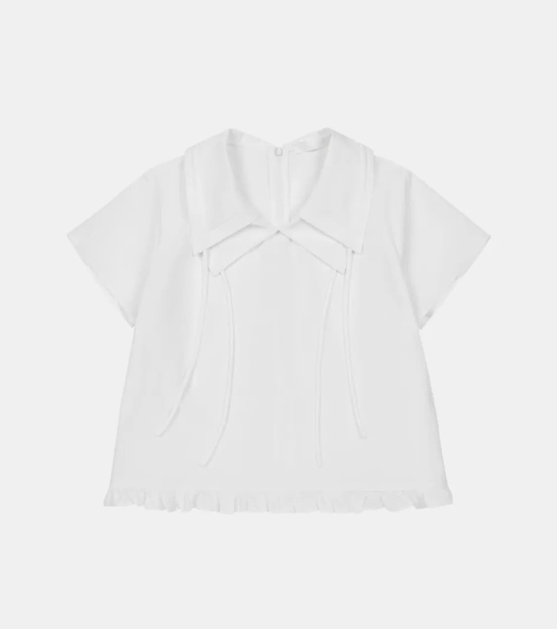 오헤시오 세일러 카라 프릴 블라우스 화이트 상품이미지4
