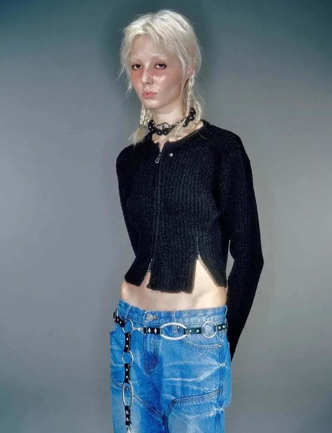 베이컨트 아카이브 니트 집업 가디건 블랙 m 상품이미지2