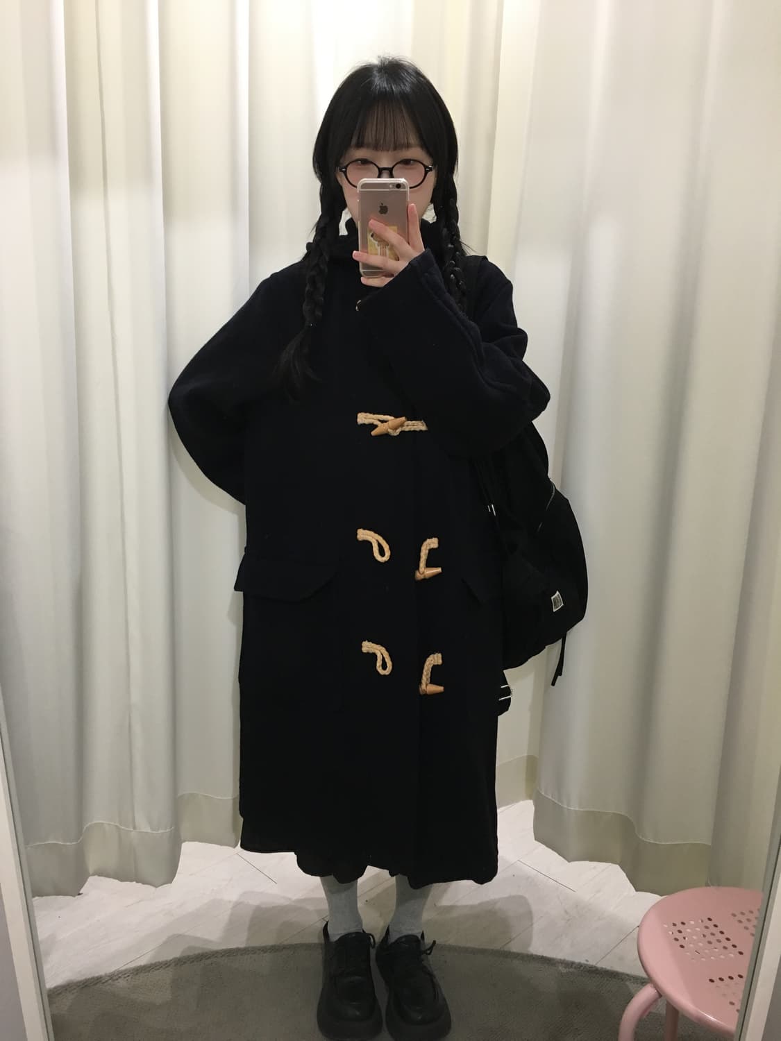 다크 네이비 후드 더플 코트 상품이미지2