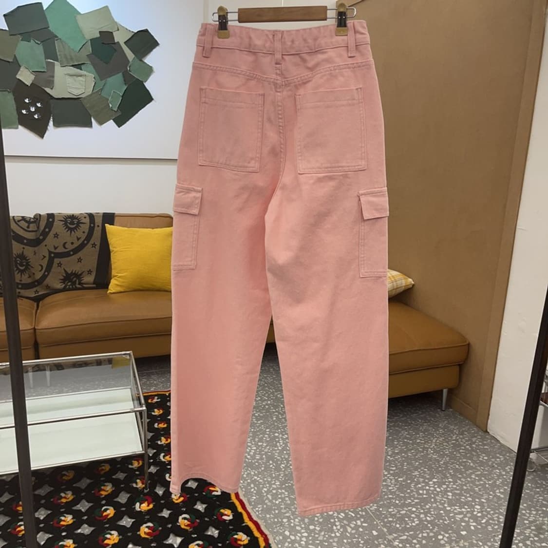 빈티지 하이웨스트 딸기우유 핑크 와이드 카고팬츠 S C08114 상품이미지4
