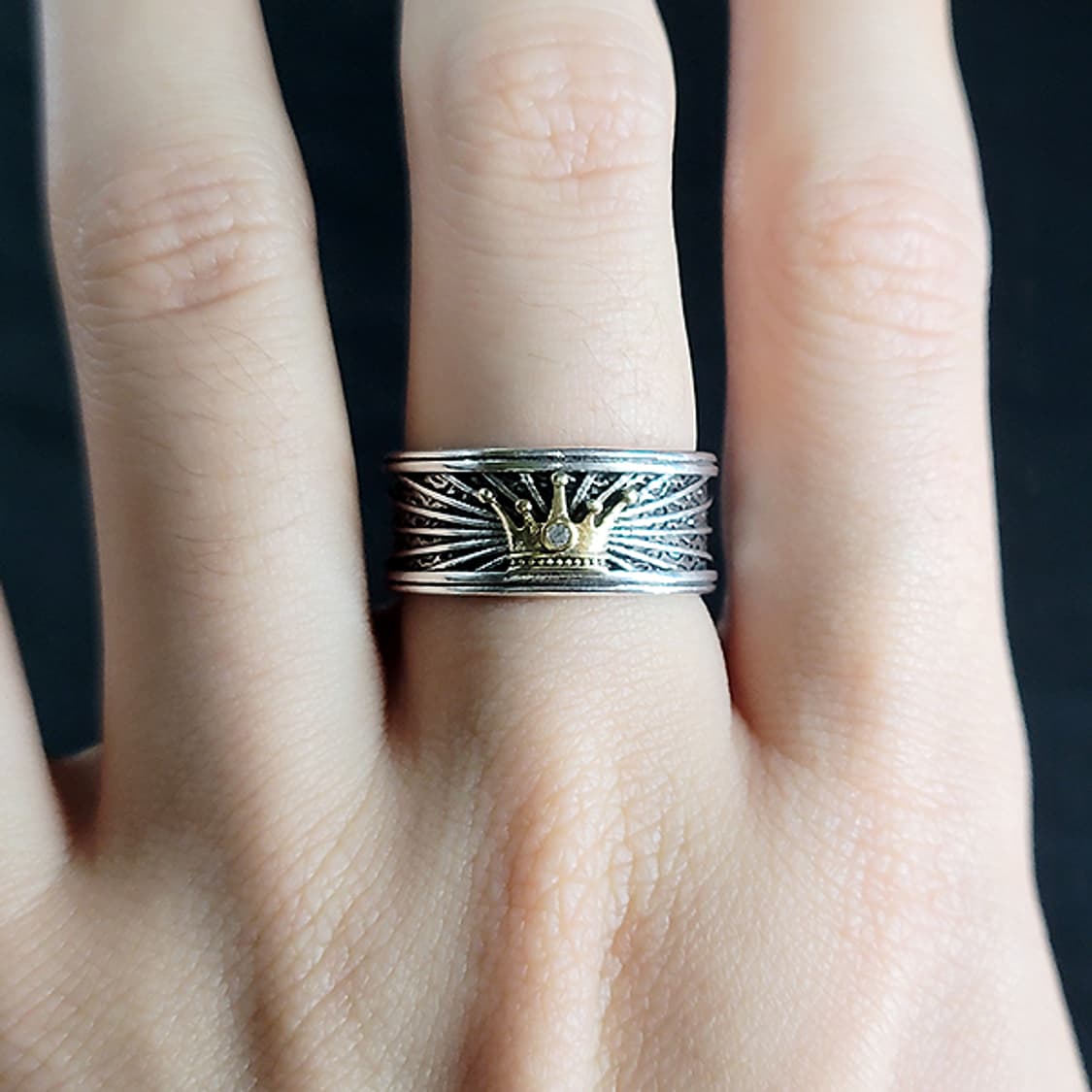 Nikke 실버 남자 엔틱 빈티지 명품 황금 승리 왕관 반지 상품이미지7