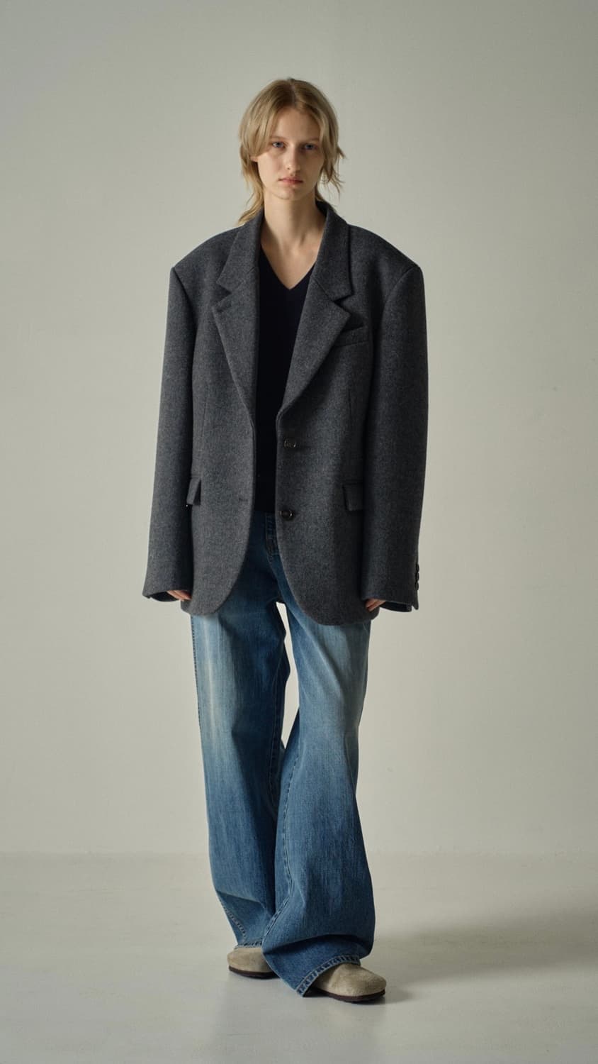 파사드패턴 캐시미어 블레이저 코트 차콜 S 상품이미지3