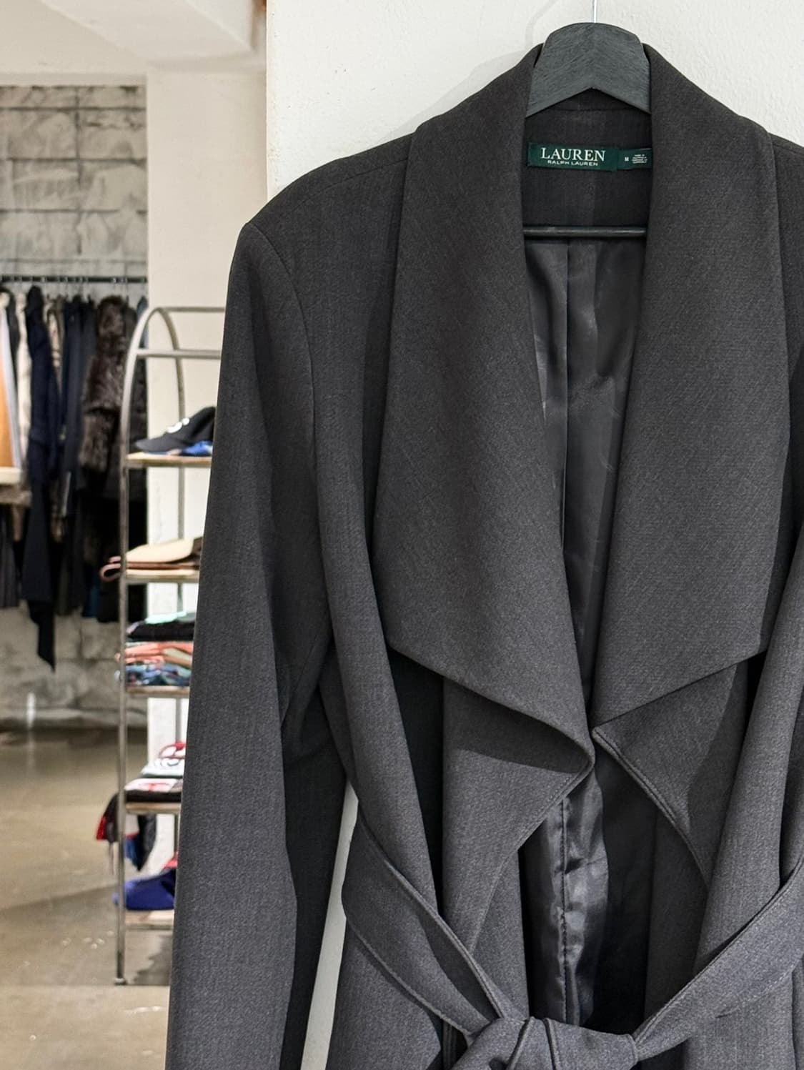 로렌 랄프로렌 차콜 드레이프 벨티드 코트 상품이미지2