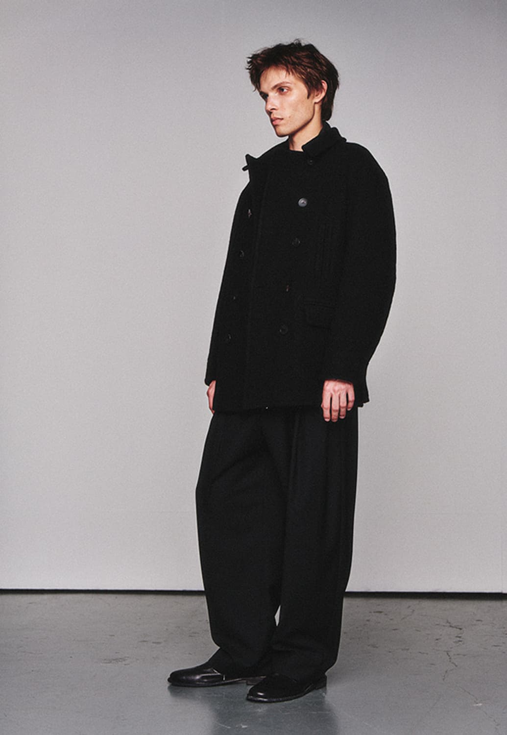 Washed Wool Pea Coat_Black 상품이미지3