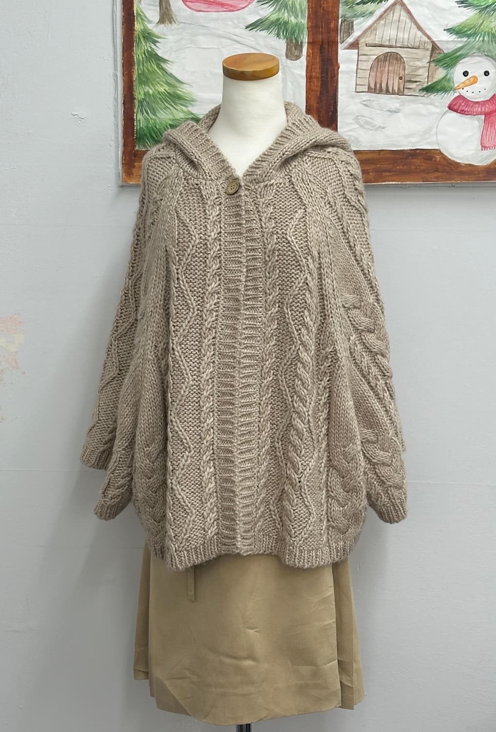 🍮사와코의 꽈베기 후드 케이프 망토🍮 판초 그런지 에스닉 히피 아우터 상품이미지3