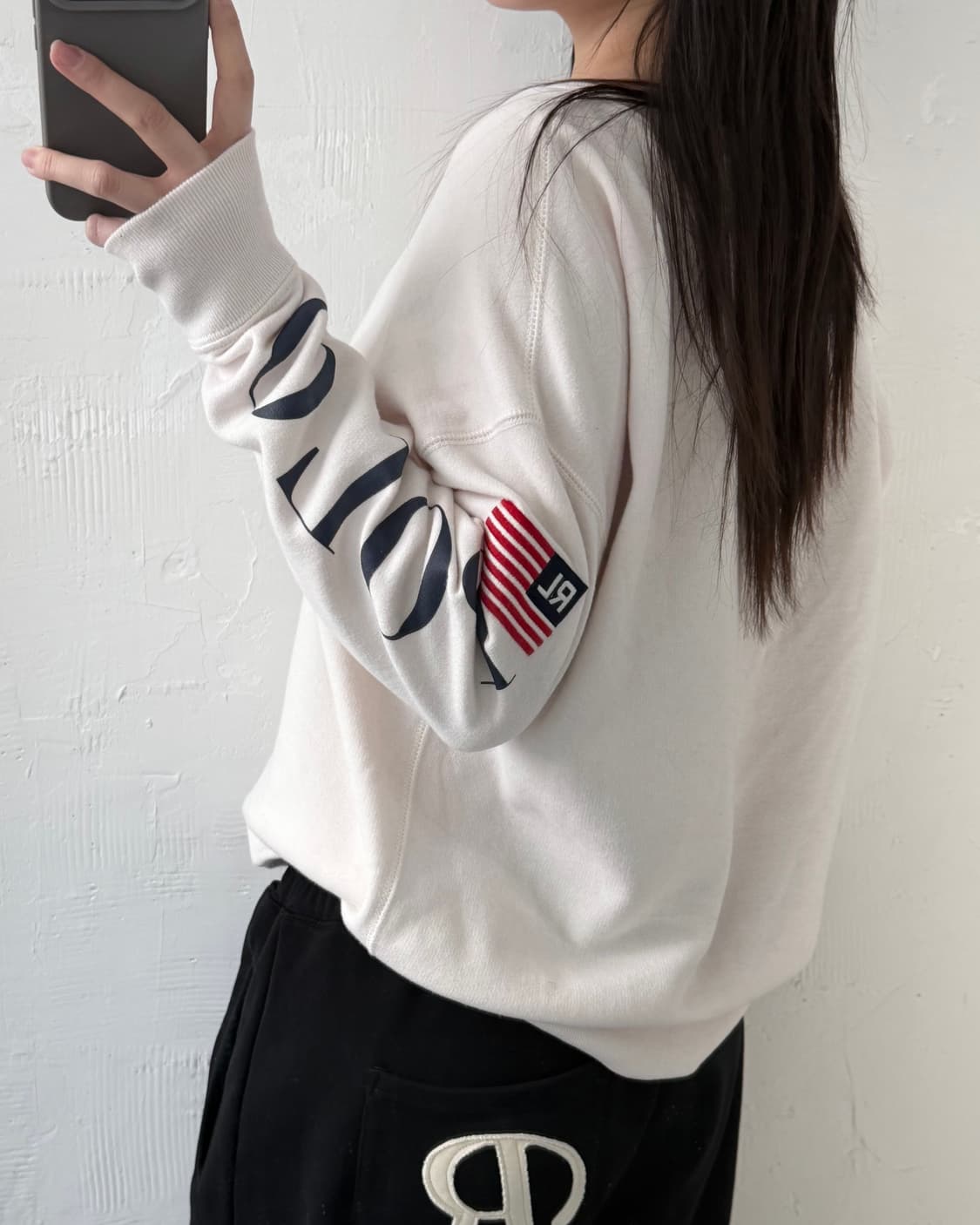 Polo 폴로 랄프로렌 신형라벨 아이보리 성조기 레터링 코튼 맨투맨 상품이미지2