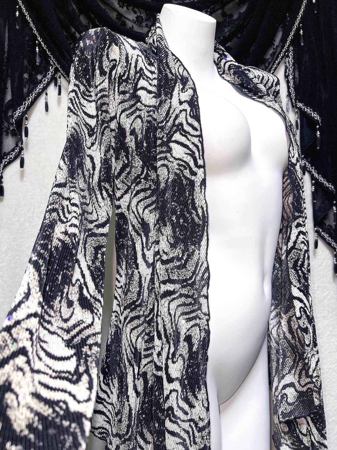 오네갸루 고스펑크 지브라 호피 레오파드 패턴 글리터 로브 가디건 오리엔탈 상품이미지6