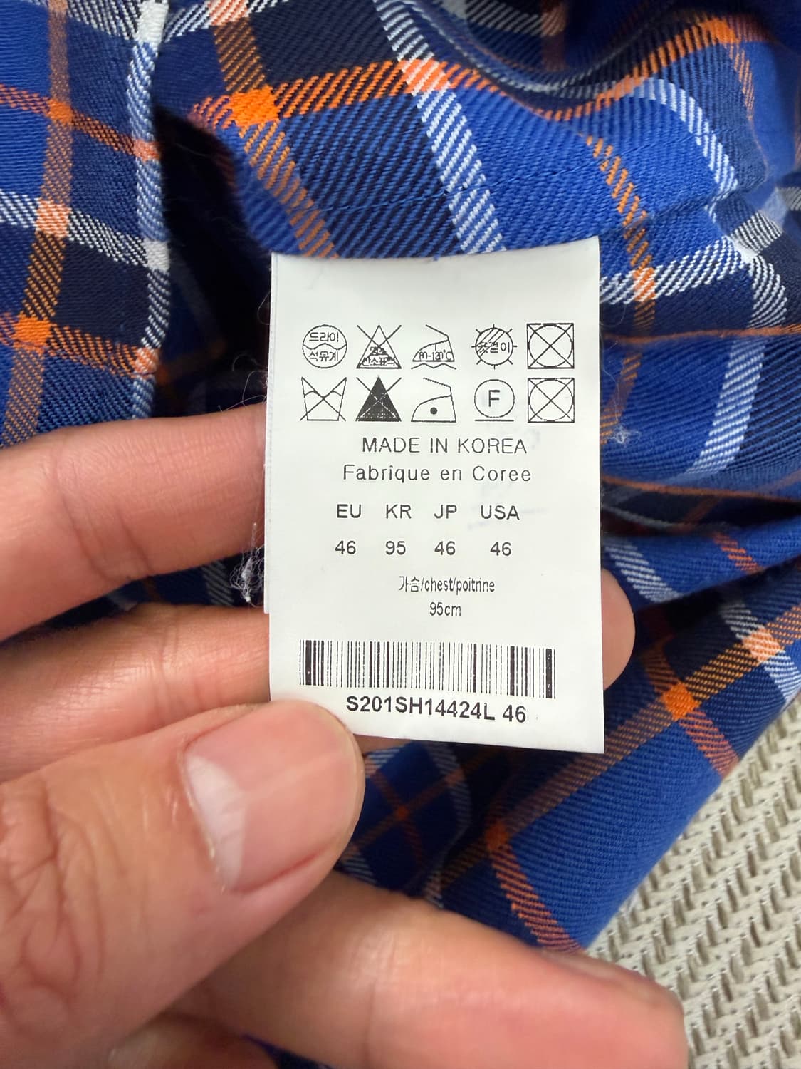 정품) 솔리드옴므 블루 체크 셔츠 46 상품이미지8