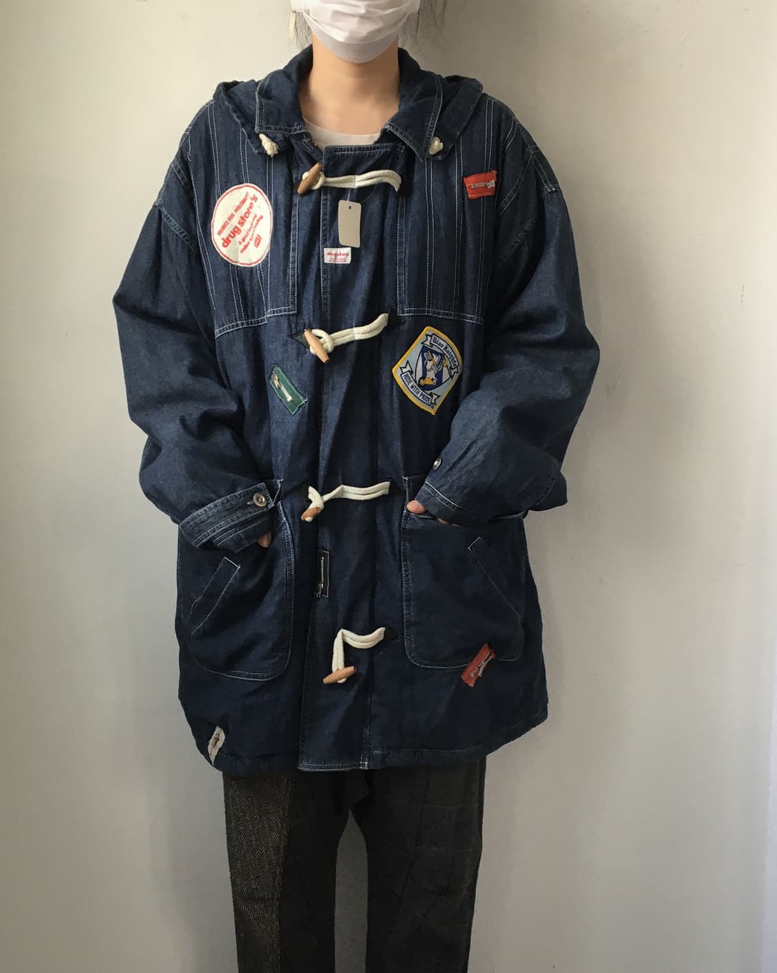 Patch point duffle button hood coat 상품이미지1