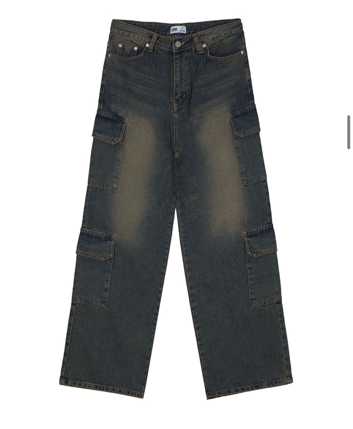 카리나 착용) 락케이크 더블 카고 진 - 빈티지 옐로우 상품이미지1