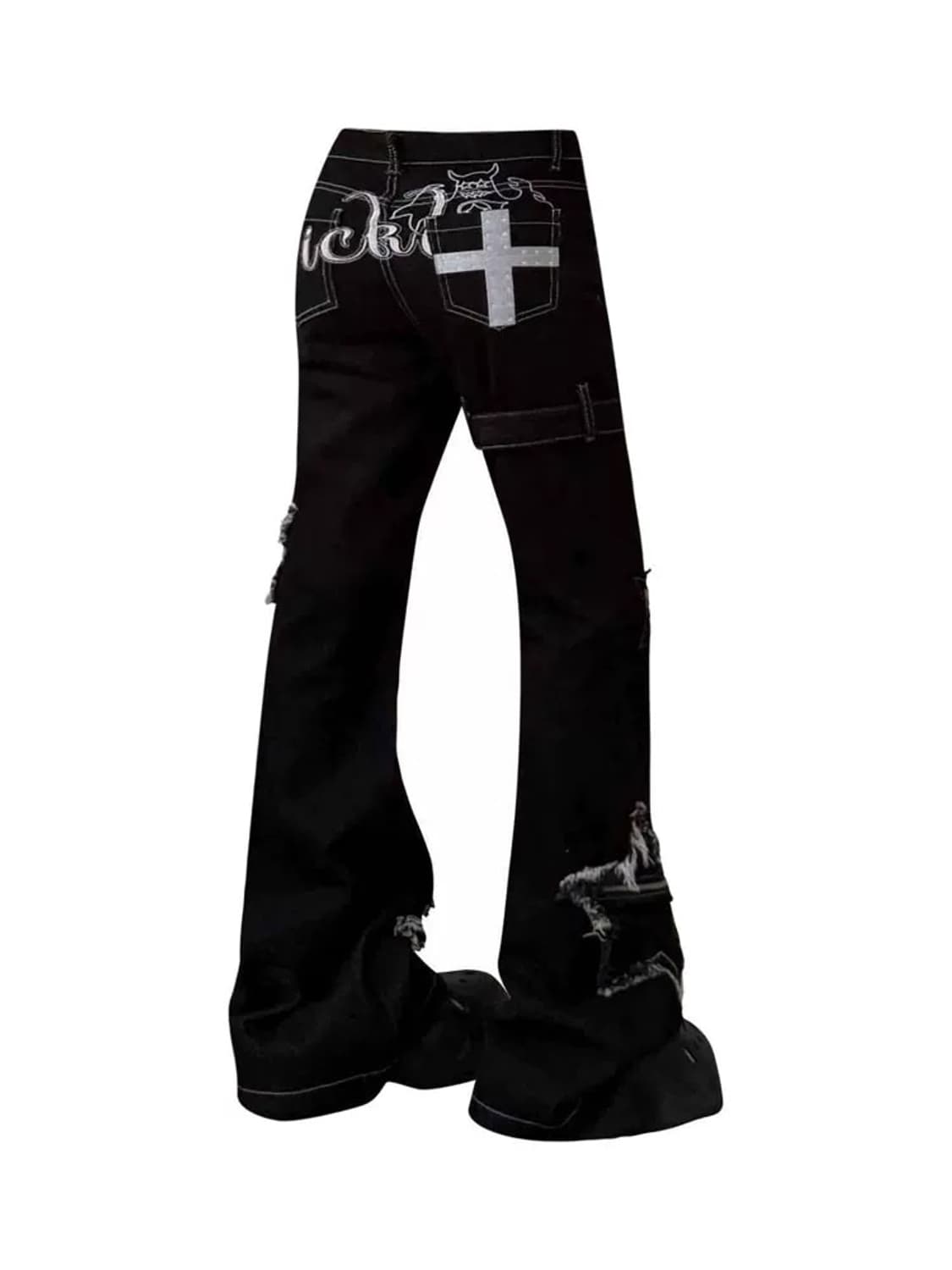 스타 패치 크로스 데님 팬츠  상품이미지3